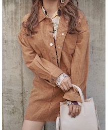 A.D.G | Corduroy Jacket＋Skirt 2P SET UP (light brown)(セットアップ)