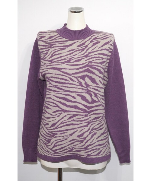 A.D.G(エーディージー)の「Zebra Pattern Mock Neck Knit Sweater (purple)(ニット/セーター・レディース・パープル・FREE)」の5枚目の写真