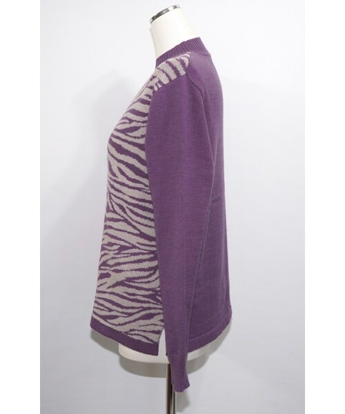 A.D.G(エーディージー)の「Zebra Pattern Mock Neck Knit Sweater (purple)(ニット/セーター・レディース・パープル・FREE)」の7枚目の写真