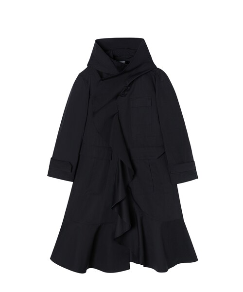 JNBY(ジェーエヌビーワイ)の「3D Ruffled Cotton Trench Coat(トレンチコート・レディース・ブラック・36/38/40)」の1枚目の写真