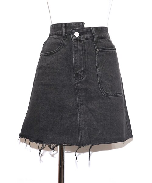 A.D.G（エーディージー）の「Cut-off Black Denim Mini- Skirt（デニムスカート・レディース・ブラック・FREE）」の6枚目の写真