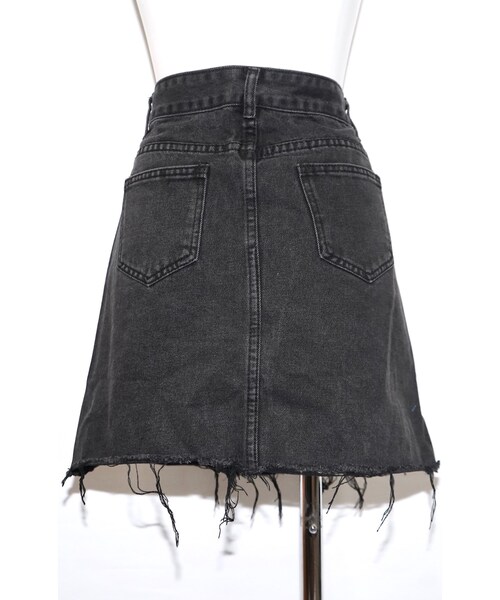A.D.G（エーディージー）の「Cut-off Black Denim Mini- Skirt（デニムスカート・レディース・ブラック・FREE）」の9枚目の写真