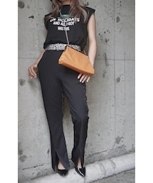 Front Slit Center Press Slacks (black)