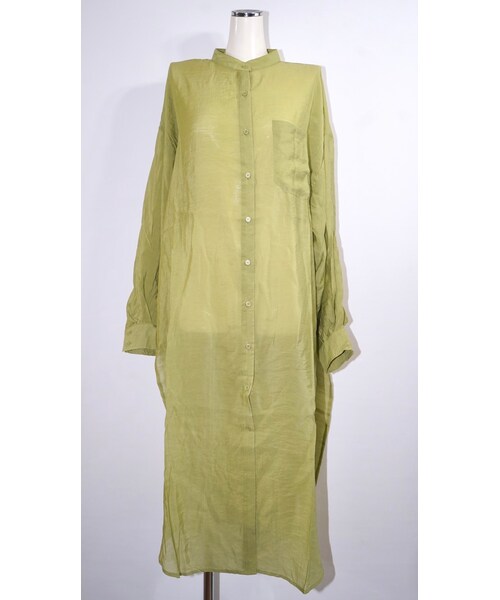 A.D.G(エーディージー)の「2way Sheer Long Shirts Onepiece (green tea)(シャツワンピース・レディース・グリーン・FREE)」の4枚目の写真