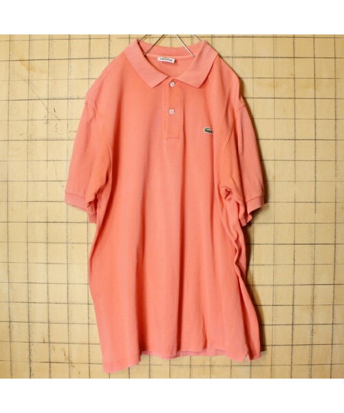 French Lacoste フレンチラコステ の 90s フランス企画 フレンチラコステ Lacoste 半袖 ポロシャツ サーモンピンク メンズml相当 ワンポイント ヨーロッパ古着 ポロシャツ Wear
