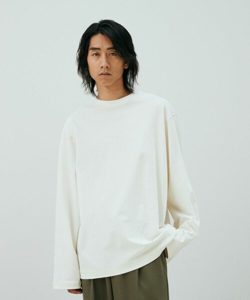 LIDNM（リドム）の「HARD TWISTED LS TEE（Tシャツ/カットソー・メンズ・ブラウン/ホワイト・S/M/L）」の2枚目の写真