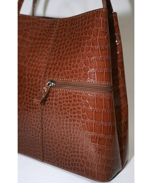 A.D.G（エーディージー）の「Crocodile Leather Touch Tote-Bag (camel brown)（トートバッグ・レディース・ブラウン・FREE）」の6枚目の写真
