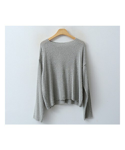 ENVYLOOK(エンビールック)の「淡色ヘアリーボートネックルーズニット(ニット/セーター・レディース・그린/화이트/베이지/브라운・FREE(44-66))」の1枚目の写真