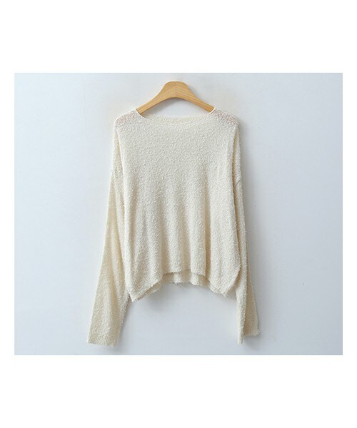 ENVYLOOK(エンビールック)の「淡色ヘアリーボートネックルーズニット(ニット/セーター・レディース・그린/화이트/베이지/브라운・FREE(44-66))」の2枚目の写真