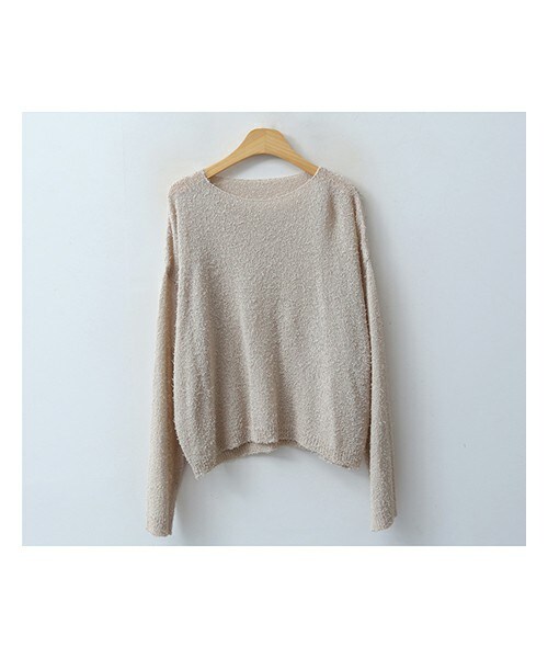 ENVYLOOK(エンビールック)の「淡色ヘアリーボートネックルーズニット(ニット/セーター・レディース・그린/화이트/베이지/브라운・FREE(44-66))」の4枚目の写真