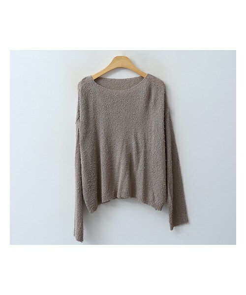 ENVYLOOK(エンビールック)の「淡色ヘアリーボートネックルーズニット(ニット/セーター・レディース・그린/화이트/베이지/브라운・FREE(44-66))」の3枚目の写真