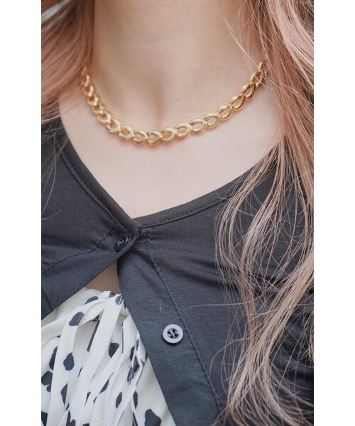 A.D.G(エーディージー)の「Gold Ring Chain Choker(ネックレス・レディース・ゴールド・FREE)」の1枚目の写真