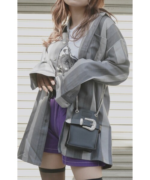 A.D.G(エーディージー)の「White Stitch A-Line Short Pants (purple)(デニムパンツ・レディース・パープル・FREE)」の4枚目の写真