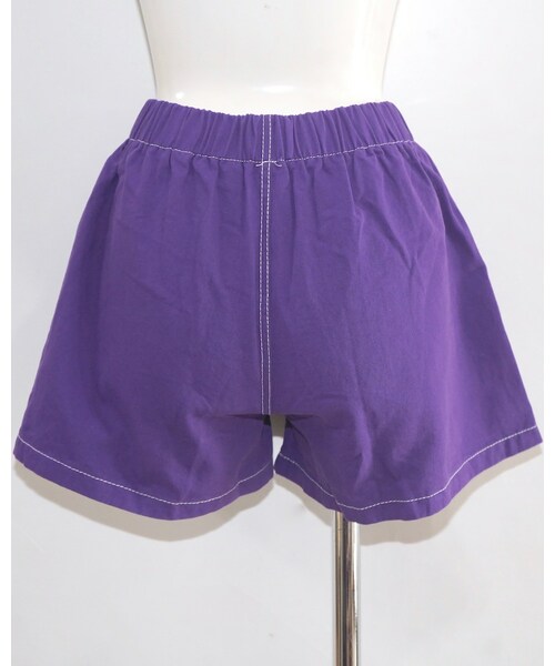 A.D.G(エーディージー)の「White Stitch A-Line Short Pants (purple)(デニムパンツ・レディース・パープル・FREE)」の6枚目の写真