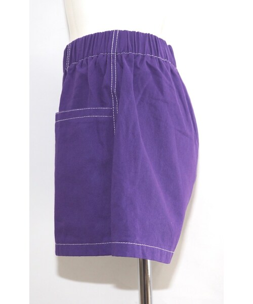 A.D.G(エーディージー)の「White Stitch A-Line Short Pants (purple)(デニムパンツ・レディース・パープル・FREE)」の8枚目の写真