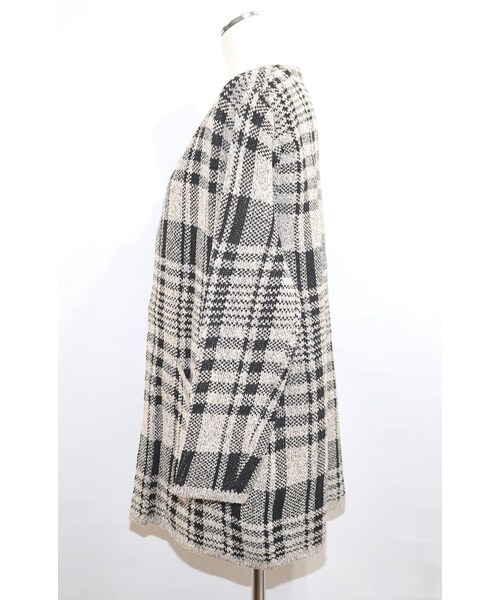 A.D.G（エーディージー）の「Check Knit Long Cardigan (light beige)（カーディガン/ボレロ・レディース・ブラック・FREE）」の7枚目の写真