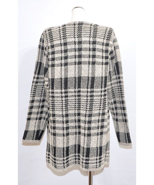 A.D.G（エーディージー）の「Check Knit Long Cardigan (light beige)（カーディガン/ボレロ・レディース・ブラック・FREE）」の8枚目の写真
