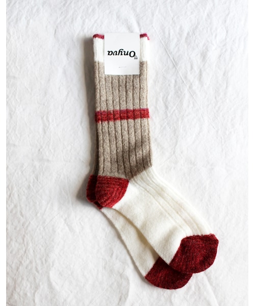 Onyva(オニヴァ)の「Onyva(オニヴァ) クレイジーパターンウールソックス(ソックス/靴下・レディース・ベージュ/オレンジ/ライラック・Free)」の1枚目の写真