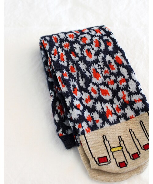 Onyva（オニヴァ）の「Onyva(オニヴァ) レオパードウールソックス（ソックス/靴下・レディース・ベージュ/サックスブルー/ネイビー・Free）」の2枚目の写真