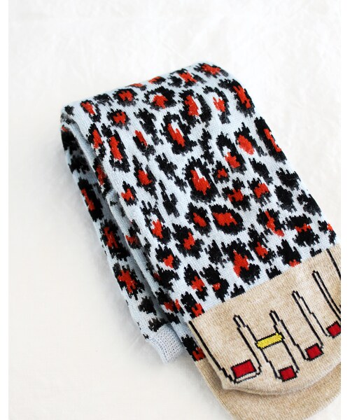 Onyva（オニヴァ）の「Onyva(オニヴァ) レオパードウールソックス（ソックス/靴下・レディース・ベージュ/サックスブルー/ネイビー・Free）」の3枚目の写真