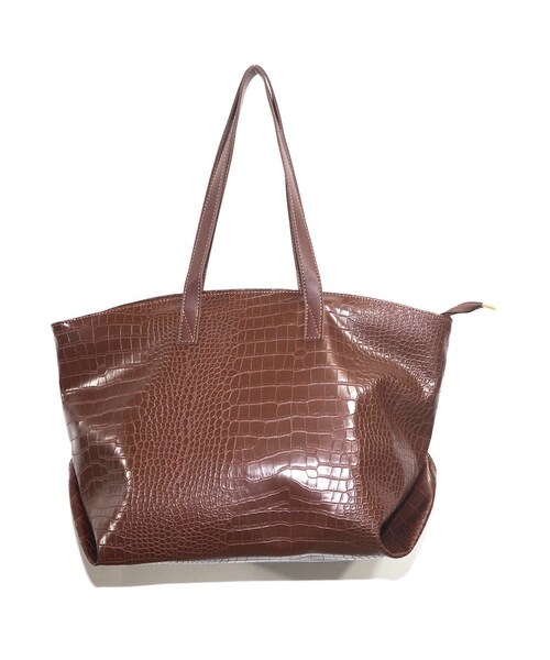 A.D.G（エーディージー）の「Croco-Touch Big Tote Bag (brown)（トートバッグ・レディース・ブラウン・FREE）」の4枚目の写真
