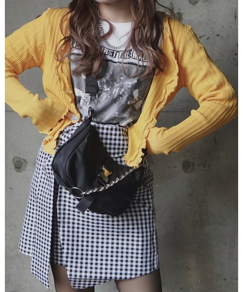 A.D.G（エーディージー）の「Gingham Check Irregular Mini Skirt（スカート・レディース・ホワイト・FREE）」の2枚目の写真