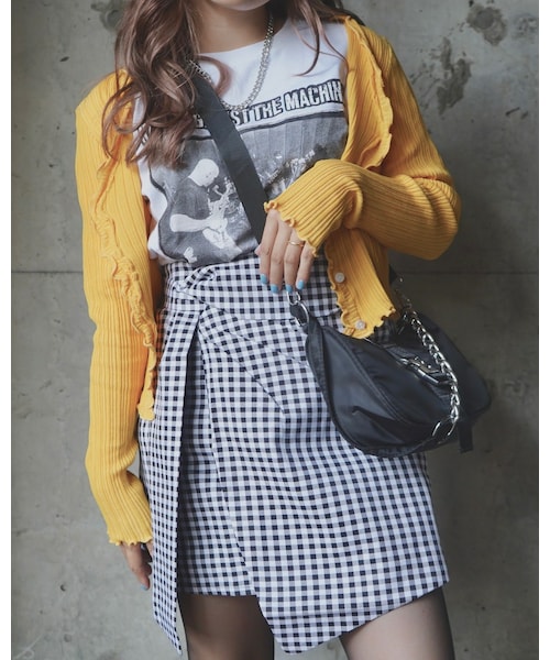 A.D.G（エーディージー）の「Gingham Check Irregular Mini Skirt（スカート・レディース・ホワイト・FREE）」の3枚目の写真