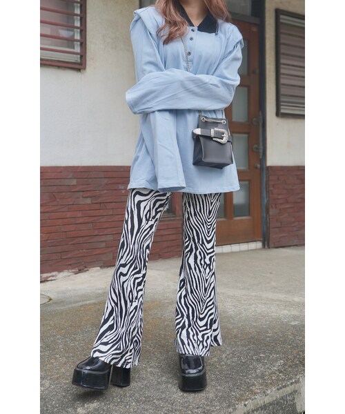 A.D.G(エーディージー)の「Point Shoulder Big Polo-shirts (sax blue)(ポロシャツ・レディース・ブルー・FREE)」の1枚目の写真