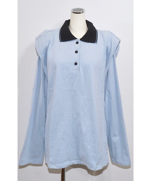 A.D.G(エーディージー)の「Point Shoulder Big Polo-shirts (sax blue)(ポロシャツ・レディース・ブルー・FREE)」の5枚目の写真