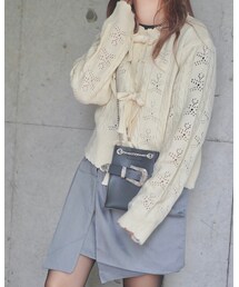 A.D.G | Cable&Crochet Knit Ribbon Cardigan (cream)(カーディガン/ボレロ)