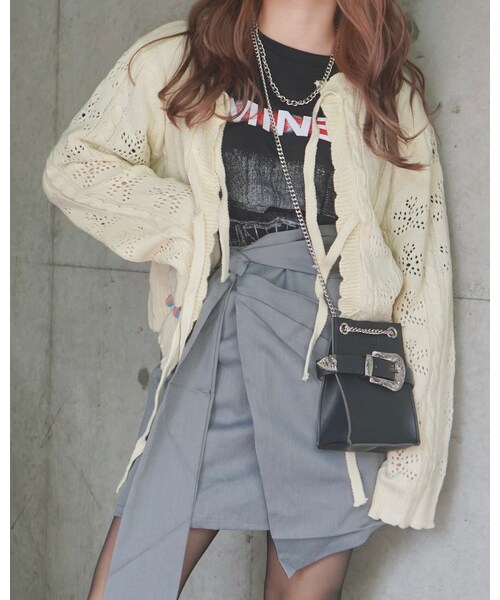 A.D.G(エーディージー)の「Cable&Crochet Knit Ribbon Cardigan (cream)(カーディガン/ボレロ・レディース・ホワイト・FREE)」の2枚目の写真