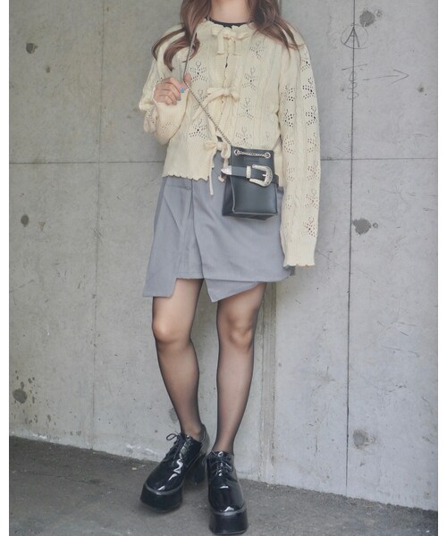 A.D.G(エーディージー)の「Cable&Crochet Knit Ribbon Cardigan (cream)(カーディガン/ボレロ・レディース・ホワイト・FREE)」の3枚目の写真