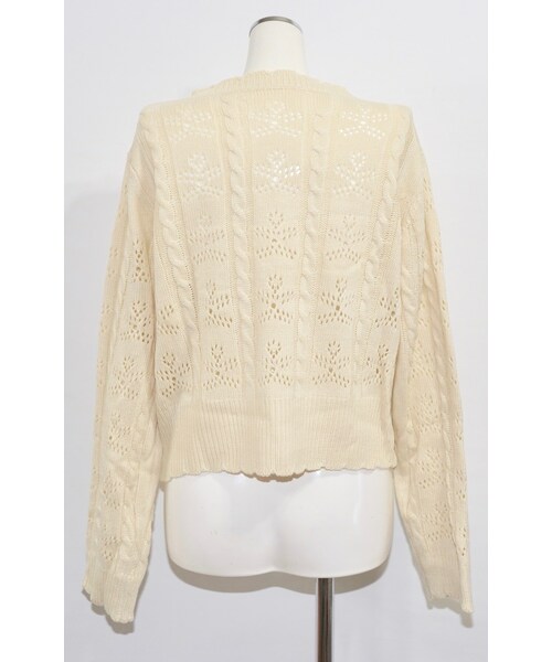 A.D.G(エーディージー)の「Cable&Crochet Knit Ribbon Cardigan (cream)(カーディガン/ボレロ・レディース・ホワイト・FREE)」の9枚目の写真