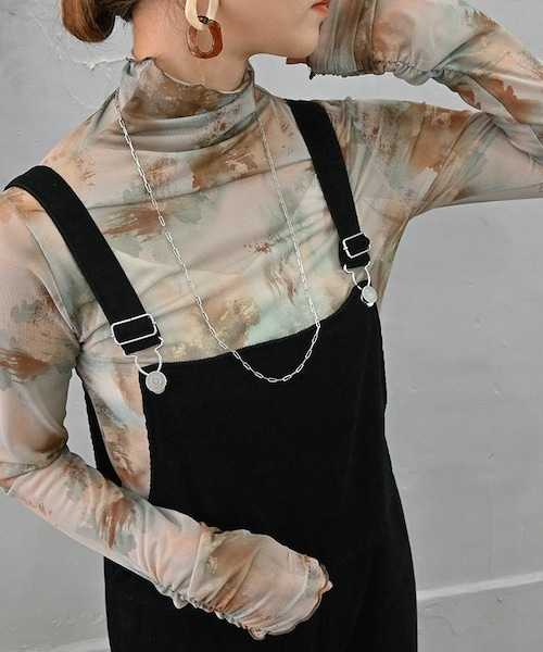 Sheson（シーズン）の「アート柄シアータートルネック（ニット/セーター・レディース・イエロー/ブラウン/グリーン・F）」の3枚目の写真