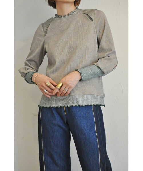 RehersalL(リハーズオール)の「ラメニットスリットトップス(ニット/セーター・レディース・ピンク/グリーン・one)」の2枚目の写真