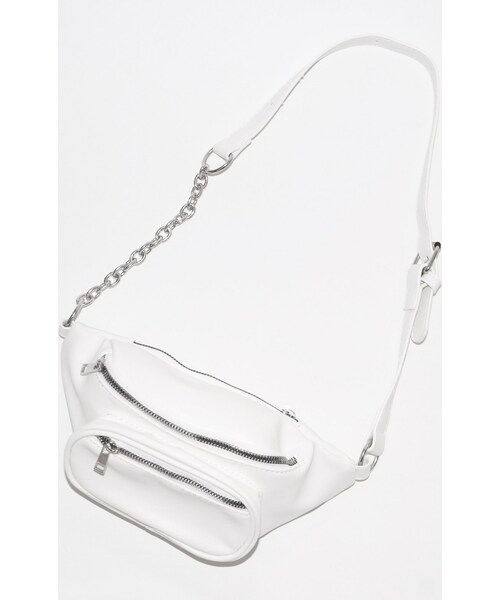 A.D.G（エーディージー）の「Silver Chain Leather Touch Waist Bag (white)（ボディバッグ