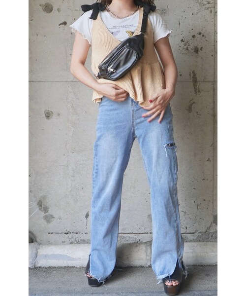 A.D.G,Silver Chain Leather Touch Waist Bag (black) WEAR