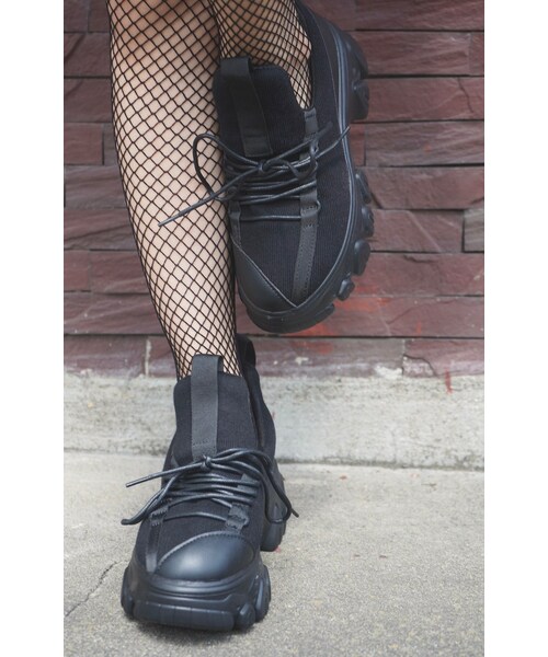 A.D.G（エーディージー）の「Chunky Heel Platform Sneakers (black)（スニーカー・レディース・ブラック・FREE）」の3枚目の写真