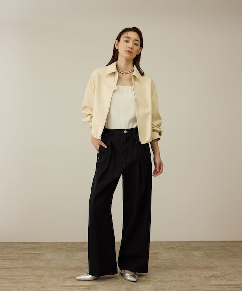 ROPE'（ロペ）の「【洗える】ワンタック ワイドデニムパンツ（デニムパンツ・レディース・ブラック/ブルー・36/38/40）」の14枚目の写真