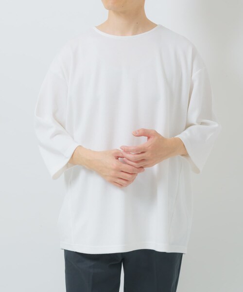 ITEMS URBANRESEARCH(アイテムズ アーバンリサーチ)の「接触冷感ポンチ7分袖トップス(Tシャツ/カットソー・メンズ・WHT/BLU/BEG/BLK・M/L)」の6枚目の写真