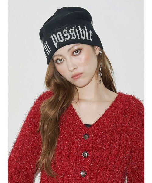 EVRIS（エヴリス）の「ジャガードニット帽（ニットキャップ/ビーニー・レディース・ブルー/ブラック・F）」の2枚目の写真