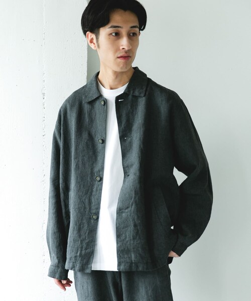 URBAN RESEARCH DOORS(アーバンリサーチドアーズ)の「シルケットリネン シャツジャケット(テーラードジャケット・メンズ・ECRU/BROWN/INK BLACK・M/L)」の18枚目の写真