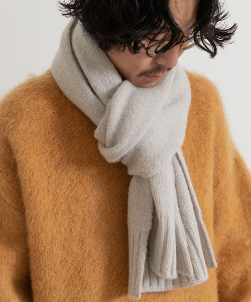 THE GOODLAND MARKET（ザグッドランドマーケット）の「cwtch　RWS Recycle Wool Scarf（マフラー・レディース・LGgray/black/mocha/L.Gray/LGcitron・one）」の3枚目の写真