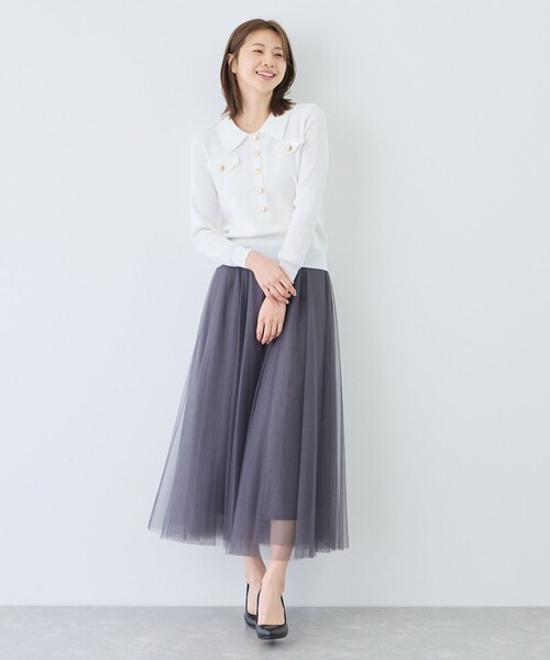 Jayro（ジャイロ）の「フラップポケット付きリブポロニット（ニット/セーター・レディース・ブラック/ホワイト系・M）」の19枚目の写真