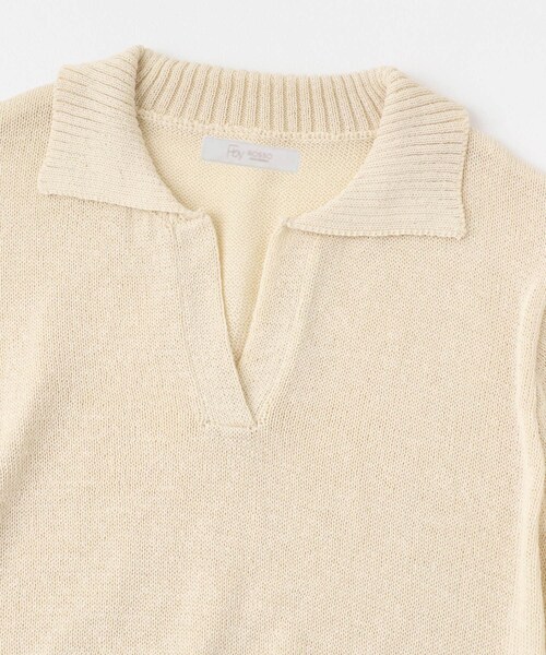 URBAN RESEARCH ROSSO（アーバンリサーチロッソ）の「F by ROSSO　オープンカラーサマーニット（ニット/セーター・レディース・L/BEIGE/BLUE/BORDER・FREE）」の13枚目の写真