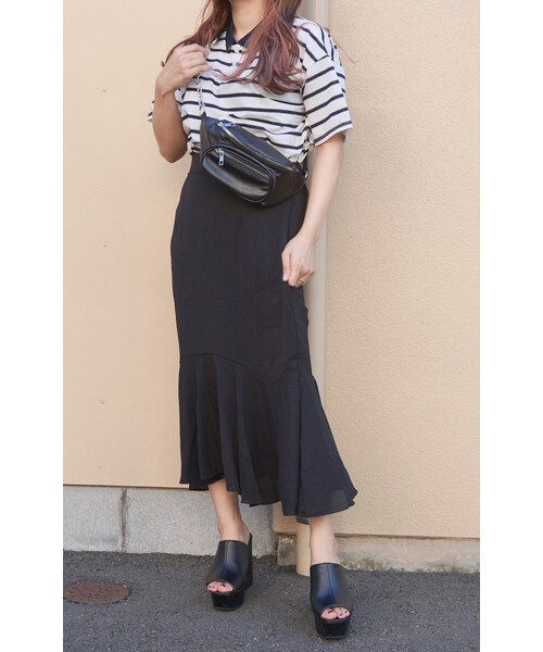 A.D.G（エーディージー）の「Loose Fit Border Polo-shirts (white)（ポロシャツ・レディース・ホワイト・FREE）」の3枚目の写真