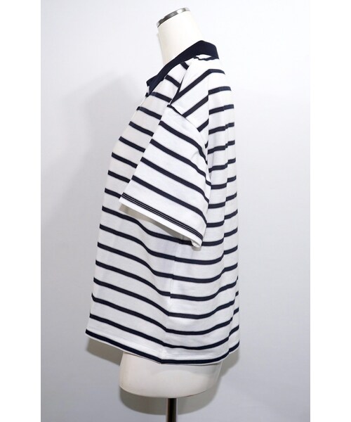 A.D.G（エーディージー）の「Loose Fit Border Polo-shirts (white)（ポロシャツ・レディース・ホワイト・FREE）」の7枚目の写真