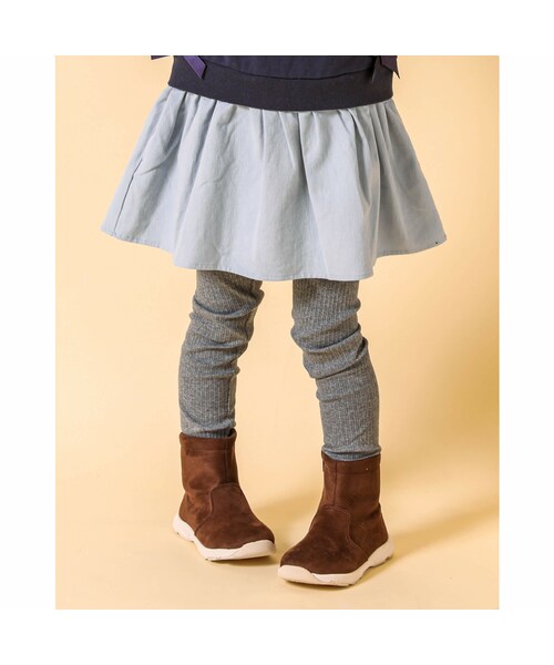 Noeil aime BeBe(ノイユエイムベベ)の「テレコ ネーム 付 レギンス (80~130cm)(レギンス/スパッツ・キッズ・グレー/ブルー・S)」の2枚目の写真