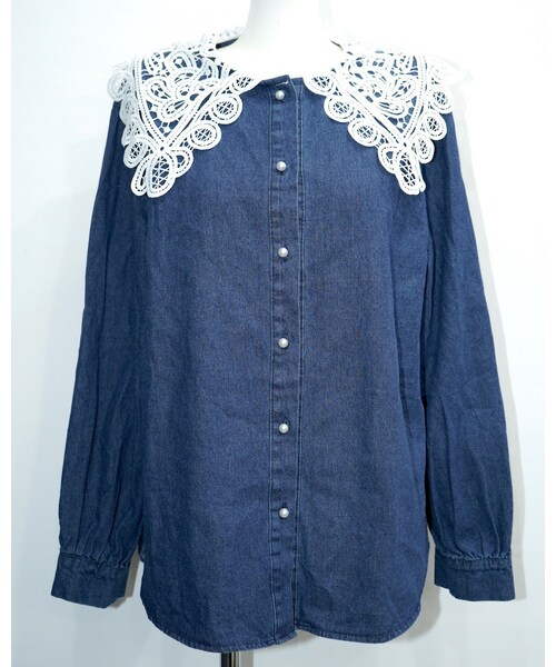 A.D.G(エーディージー)の「Big Lace Collar Denim Blouse(シャツ/ブラウス・レディース・ブルー・FREE)」の10枚目の写真