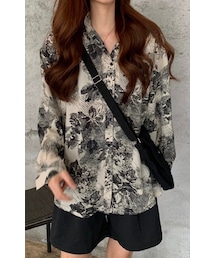 A.D.G | Flower Painting Satin Big Shirts (off white)(シャツ/ブラウス)